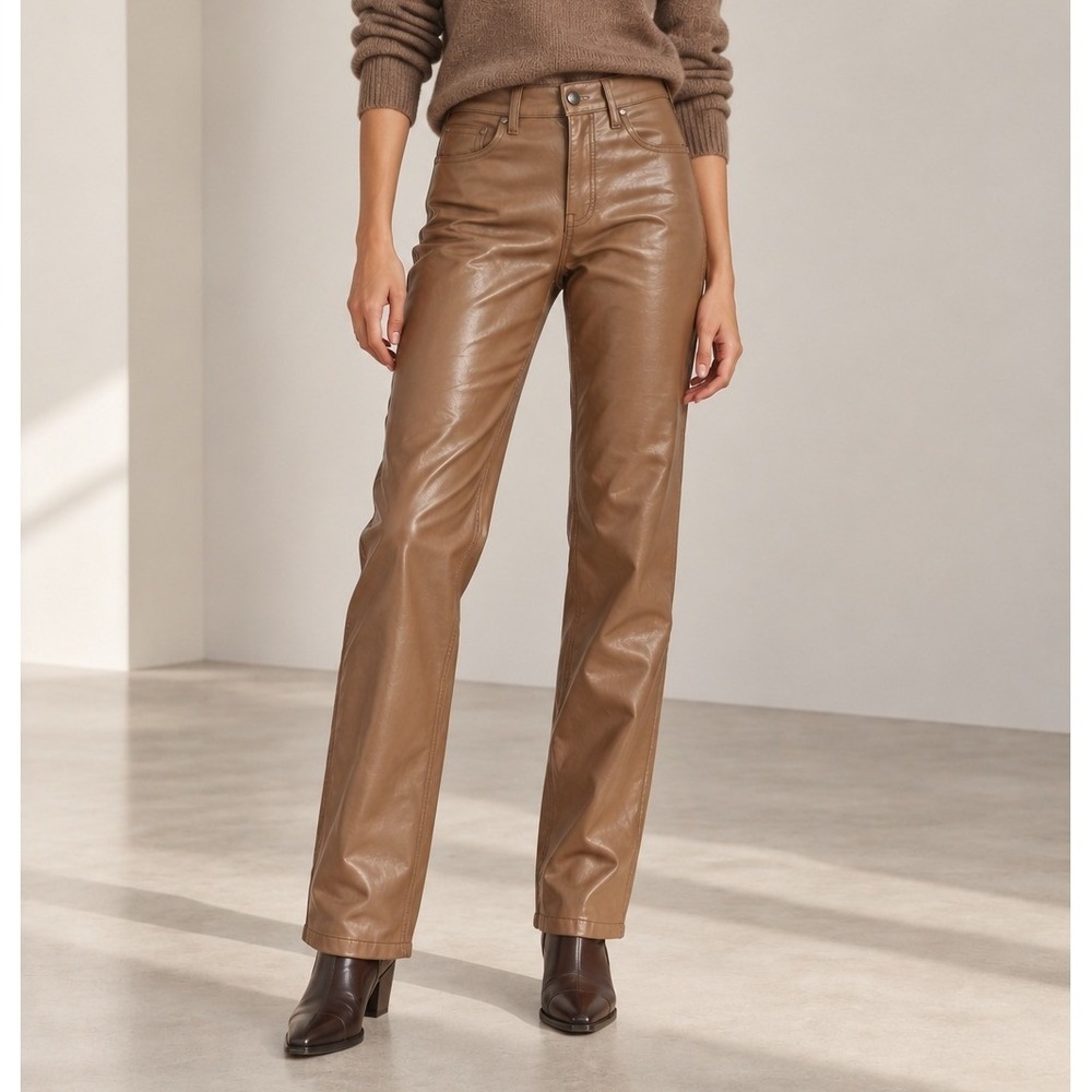 Abercrombie & Fitch 90s Straight Ultra High Rise Pants Women's 26S  Brown Faux